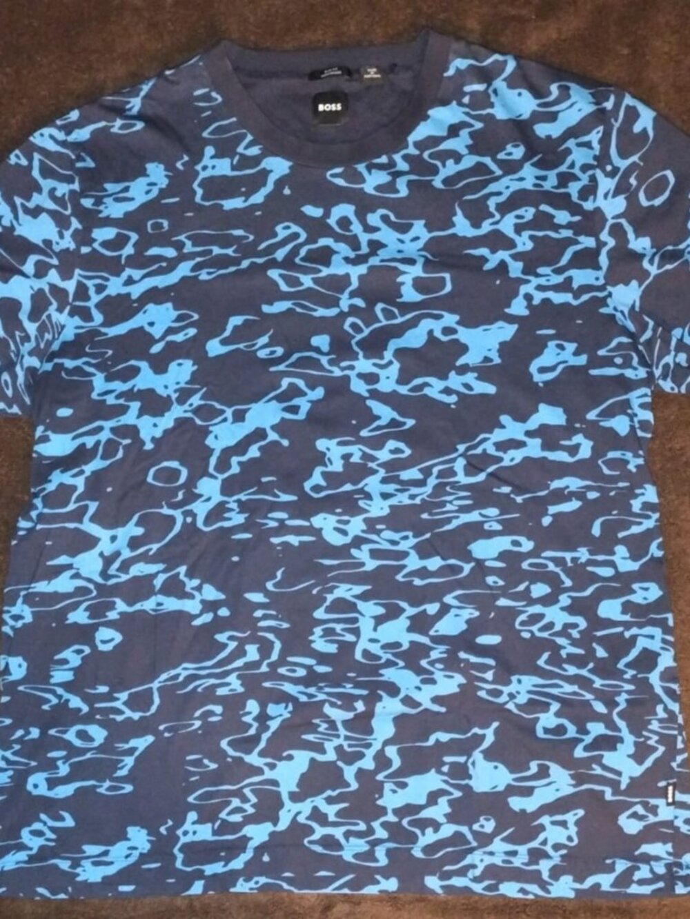 BOSS Hugo Boss Mercerized Cotton Abstract Camo T-Shirt - Blue – XL